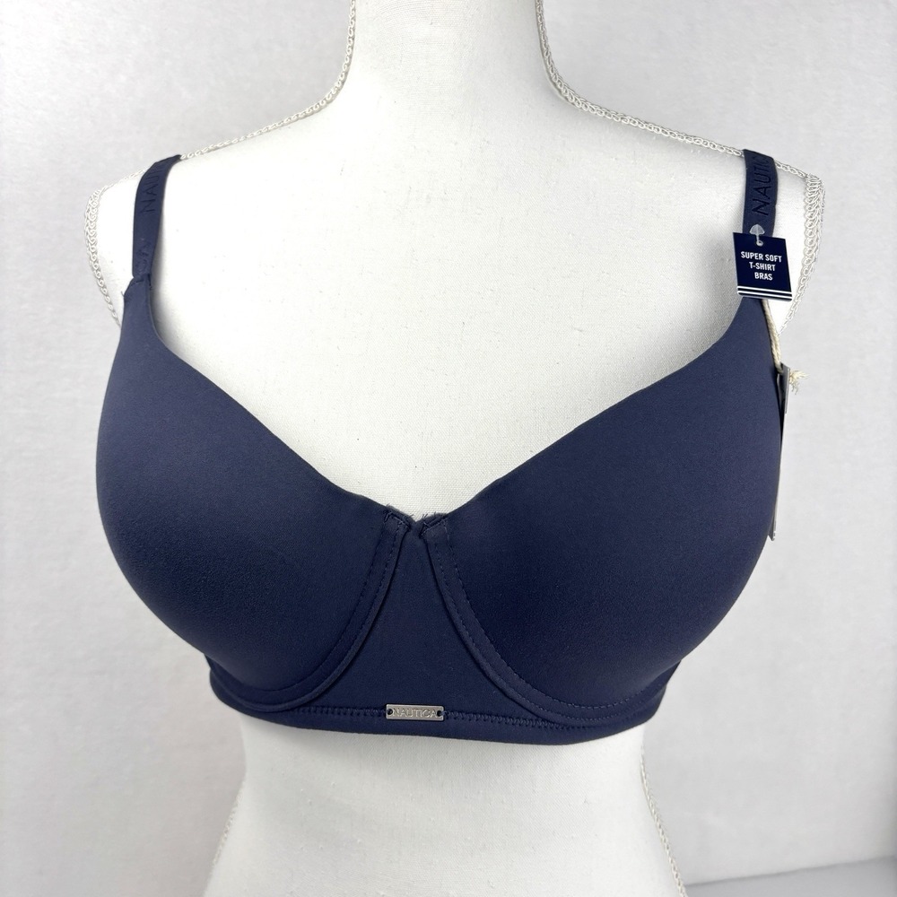 Nautica Everyday T-Shirt Bra 38D Navy Dark Blue Underwire Padded NWT